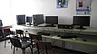 Three of ten working stations for students with disabilites. The PCs are equipped with the software JAWS (text-in-speech), you can see the Scanner for digitalizing texts as well. The reading device is used more rarely as there are few students who are have poor eyesight. If they have a visual impairment, it is mostly blindness.