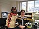 Sewaleem Tsega meets a member of the university library, Ursula Tischler. Ms. Tischler is responsible for transforming books or other hardcopy material into accessible digital documents for visually impaired students.